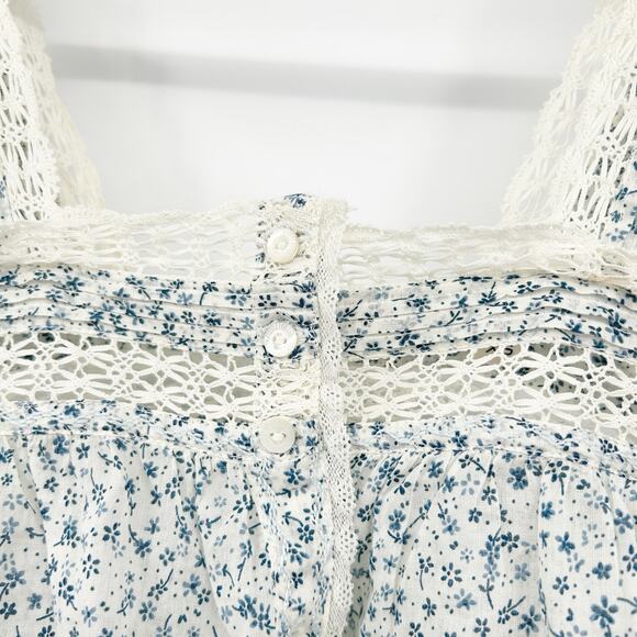 Doen Womens Cottagecore Prairie Sonora Organic Cotton Lace Ditsy Floral Top XS - Picture 3 of 9